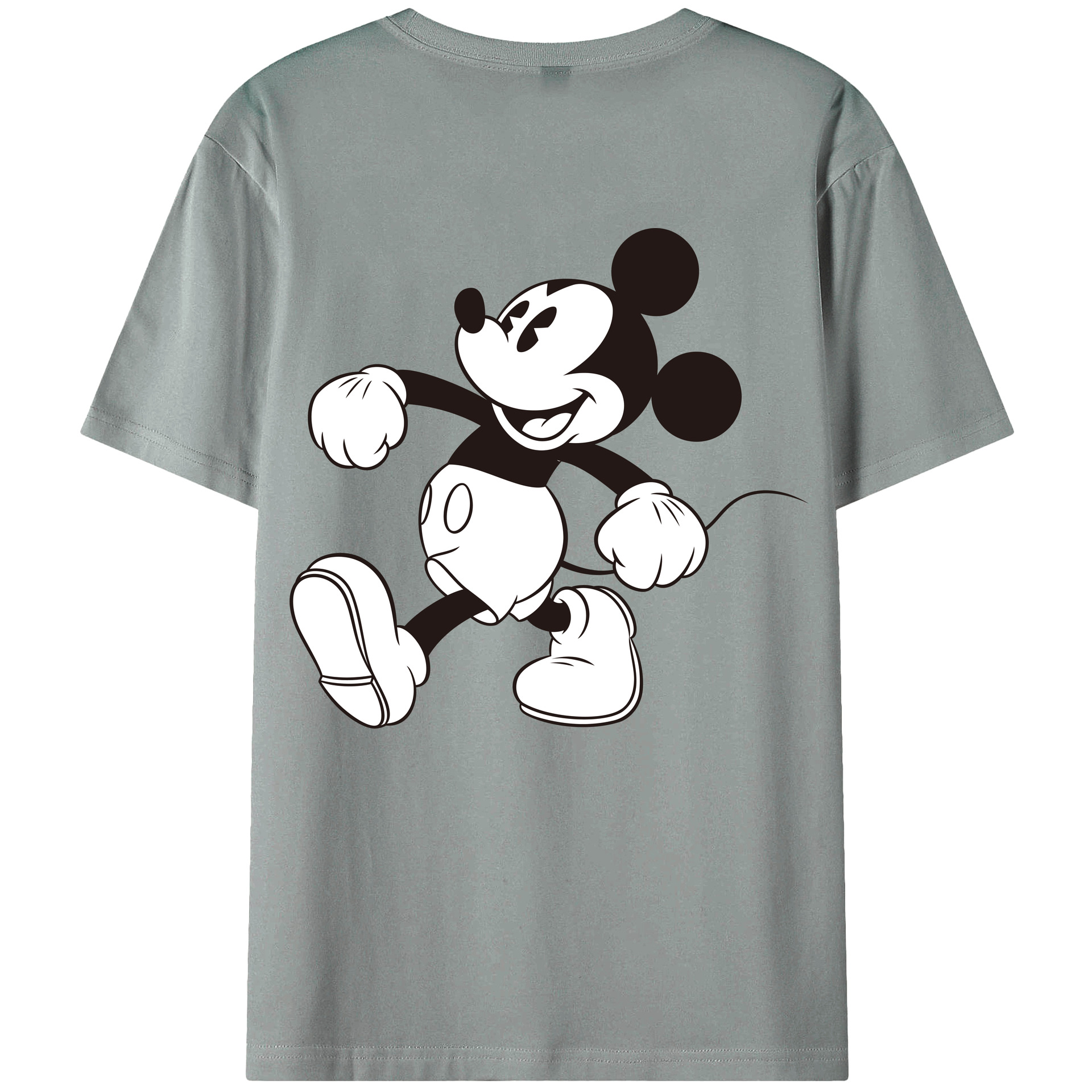 ミッキーマウス Mickey Mouse 綿100％ メンズ半袖Tシャツ（バックプリント） 通気性
